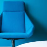 Blue mid-century modern lounge chair
